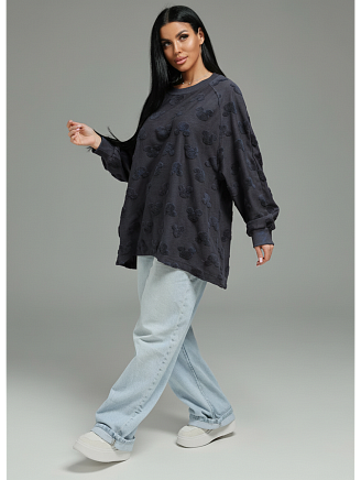 Женский свитшот Ребека / Махра Микки серый