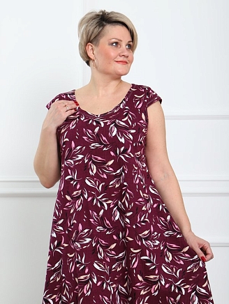 Женское платье П-8 / Листья бордо