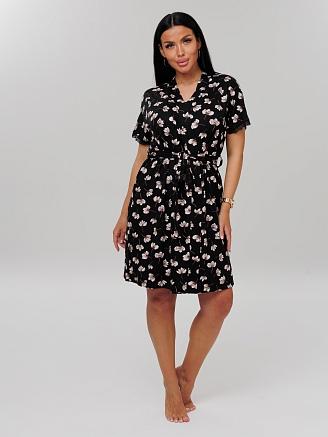 Женский комплект Сор-14(Вис) + Х-14(Вис) / Черный (цветы)