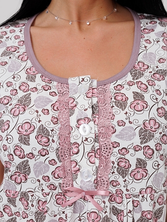 Женская сорочка Сор-44(К) / Брусничный (цветы)