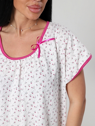 Женская ночная сорочка М-027 / бело-розовый