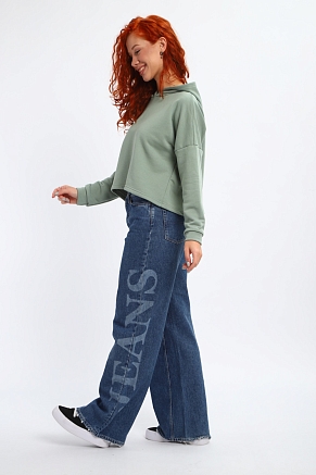 Женская толстовка укороченная 85559 / оливковый