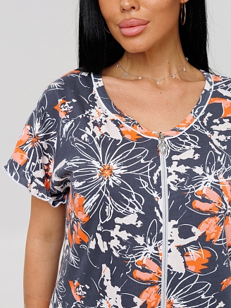 Женский халат Х-98(К) / Серый (цветы)