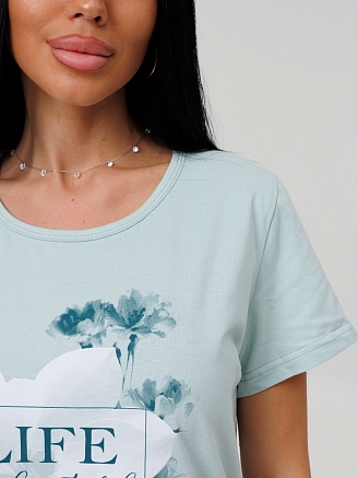 Женская пижама П-33(К) / Серо-зеленый (надписи)