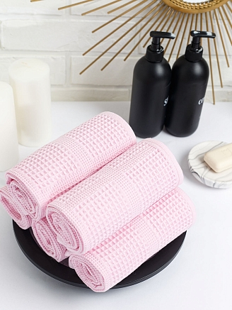 Полотенце вафельное г/к Узбекистан 260 гр/м2 / 112-розовая пастель