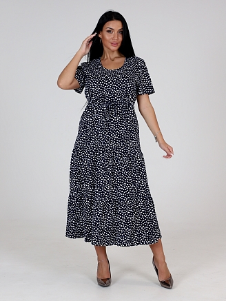 Женское платье КАСКАД ПлК-35 / Горох на темно-синем