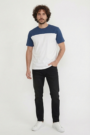 Мужская футболка 14482 / белый+джинс