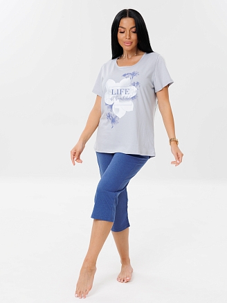 Женская пижама П-33(К) / Синий (надписи)