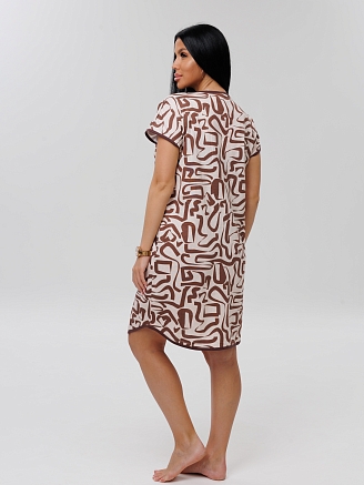 Женский халат Х-154(К) / Бежевый (коричневый узор)