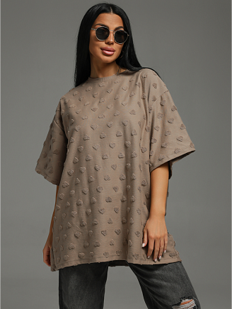 Женская футболка Ирбис / Махра, кофе сердечки