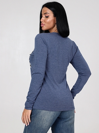 Женский лонгслив ЛК-2417 Джинс меланж