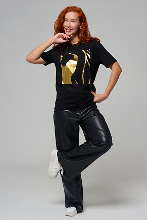 Футболка 8561 унисекс / черная фольга +силуэт