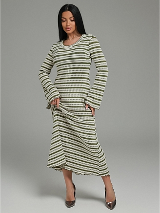 Женское платье Амелия / Бело-зеленый