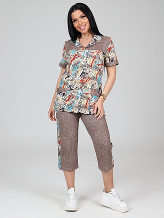 Женский костюм с бриджами КК-55 / Коричневый