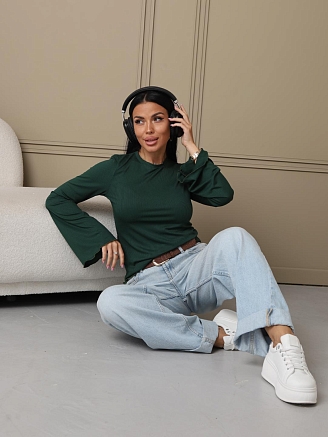 Женский лонгслив мод.2028/4 / Зеленый