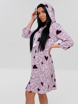 Женский халат Х-77(М) / Розовый (сердечки)