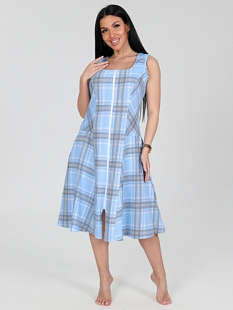 Женский сарафан Клетка СК-336 / Голубая клетка