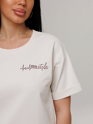 Женский костюм К-146(Фут) / Молочный + шоколад