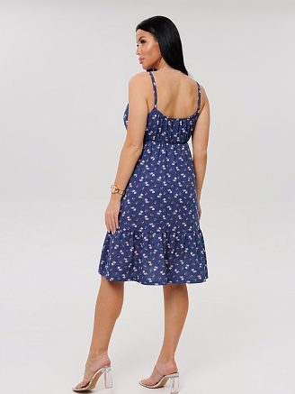 Женский сарафан С-95(К) / Темно-синий (цветы)