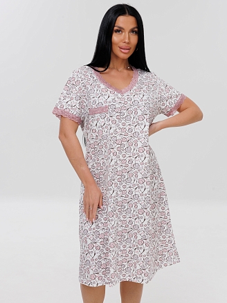 Женская сорочка Сор-41(К) / Розовый (листья)