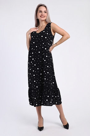 Женский сарафан 725 / Черный горох