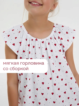 Детская сорочка "Луна" / Красные сердечки
