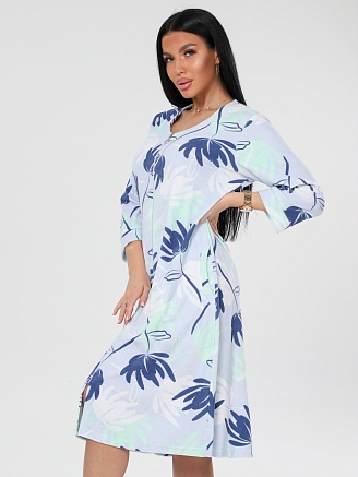 Женский халат Х-80(М) / Светло-серый (цветы)