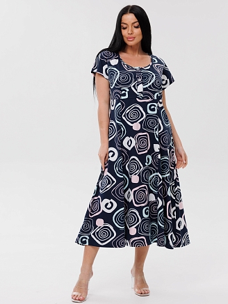 Женское платье Пл-107(К) / Темно-синий (узоры)