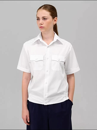 Детская рубашка кадетская (короткий рукав) / Белый
