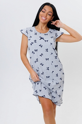 Женская ночная сорочка 2120 / Серый, бантики