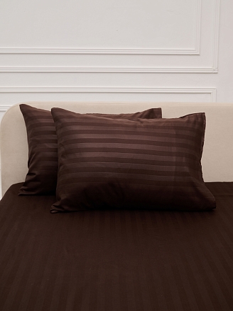 Комплект наволочек микрофибра-страйп / Шоколад