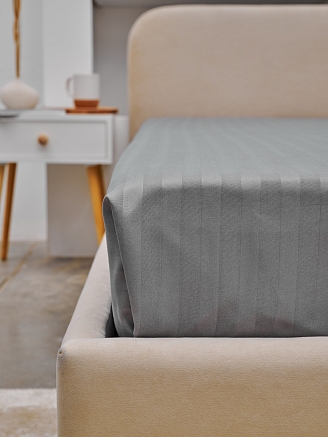 Простыня микрофибра-страйп / Светлый серый