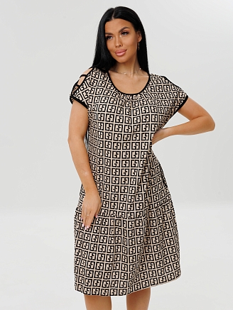 Женское платье Пл-82(К) / Коричневый (узоры)