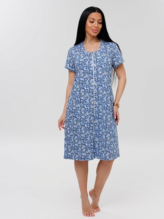 Женский халат Х-95(К) / Синий (мелкие цветы)