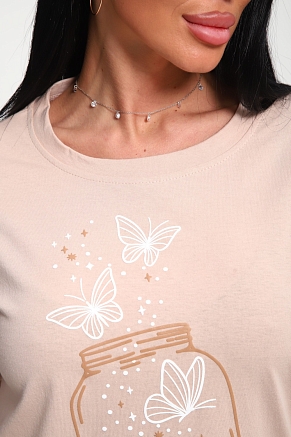 Женская футболка 85657 / бежевый