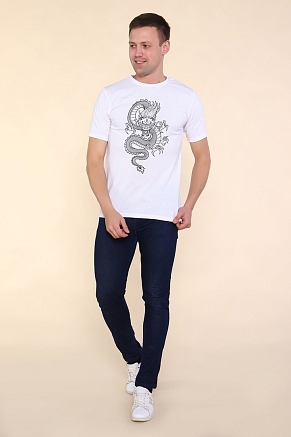 Мужская футболка Тату Дракона-1 2219 / Белый