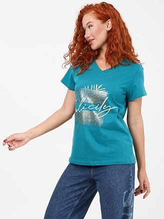 Женская футболка Колеус / петроль