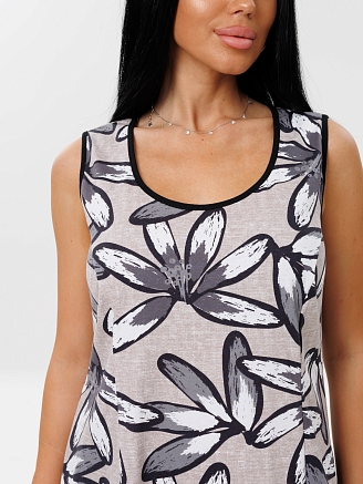 Женское платье Пл-111(К) / Серый (цветы)