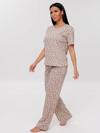 Женская пижама П-60(Каш) / Бежевый (леопард)