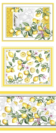 Набор полотенец рогожка 3 шт. / Лимонная корзинка 1