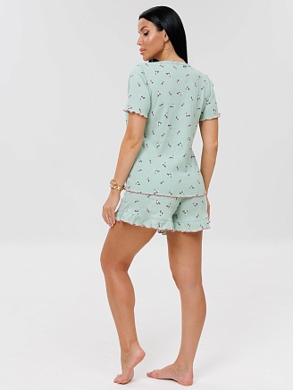 Женская пижама П-97(Каш) / Мятный (птички)