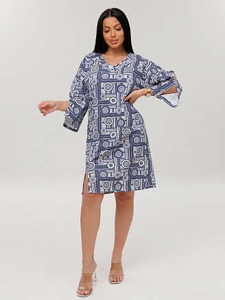 Женская туника Т-222(К) / Синий (узоры)