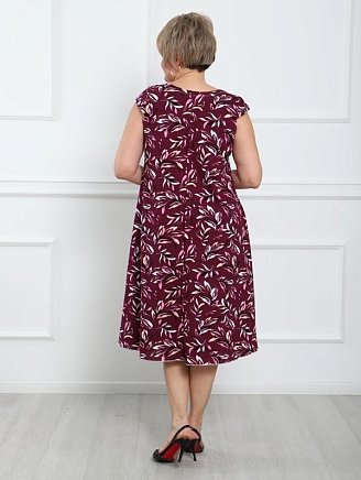 Женское платье П-8 / Листья бордо