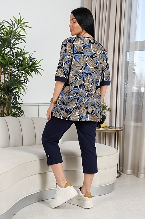 Женский костюм Листья 634 / синий