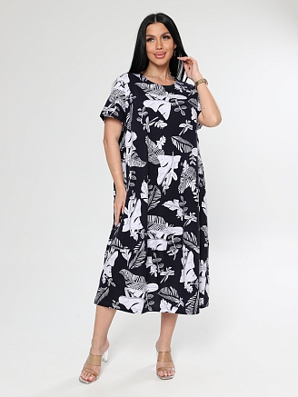 Женское платье Бохо ПлК-2965 / белый лист