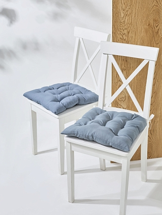 Комплект кухонных подушек на стул 2 шт. (габардин) / Серо-голубой