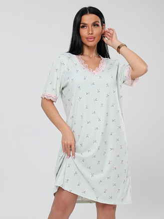 Женская сорочка Сор-26(Л) / Мятный (цветы)