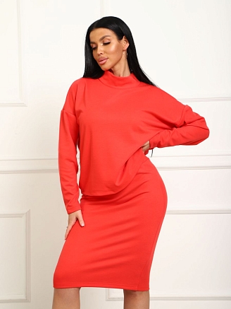 Женский костюм с юбкой 20690 / коралловый