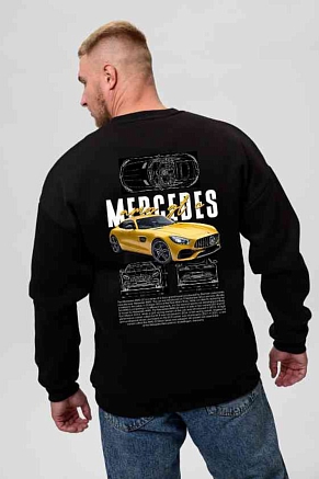 Мужской свитшот 8559 / черный+мерседес