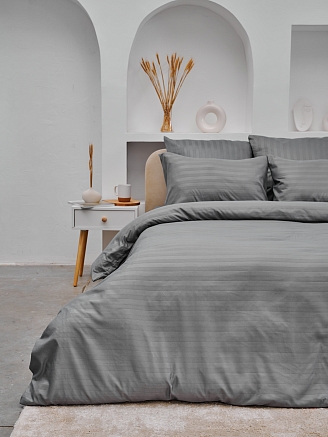 Пододеяльник микрофибра страйп / Светлый серый